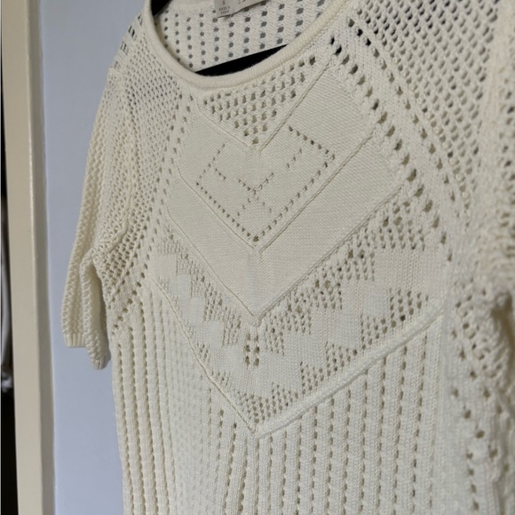 White Crochet/knit top by the brand Hinge, size small - Picture 9 of 10